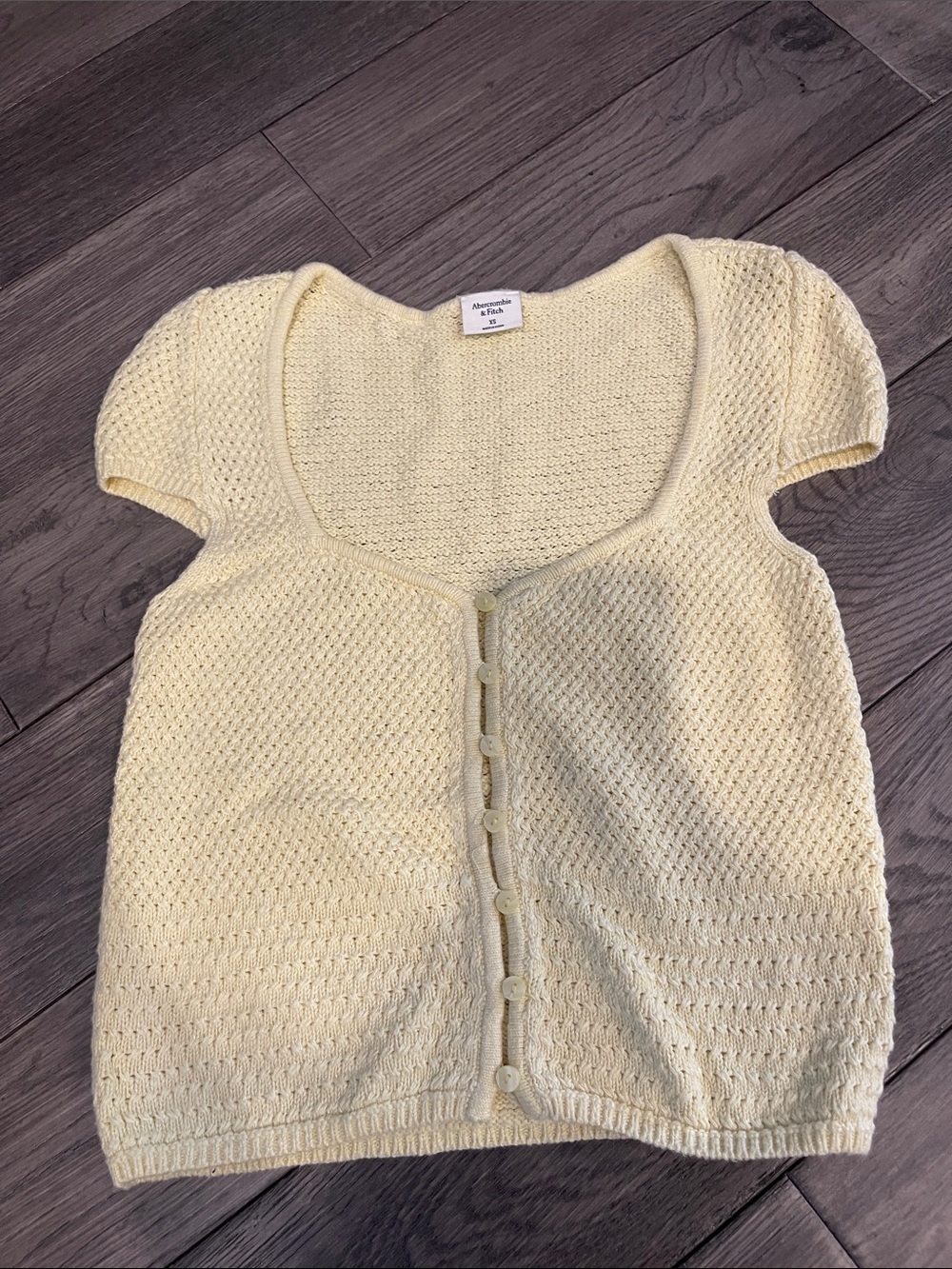Abercrombie & Fitch Pale Yellow Knit Button-Front Top
